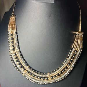 Vintage Glass Seed Bead and Rose Gold Necklace